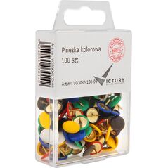 Victory Office Product PINEZKI VICTORY OFFICE MIX KOLORÓW 100 SZT. POJEMNIK PLASTIKOWY ZAWIESZANY