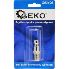 Geko SZYBKOZŁĄCZKA PNEUMATYCZNA TYP MĘSKI 1/4" GWINT ZEWNĘTRZNY (BLISTER) (10/100) G03406 GEKO