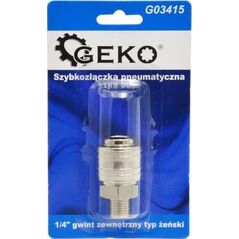 Geko SZYBKOZŁĄCZKA PNEUMATYCZNA TYP ŻEŃSKI 1/4" GWINT ZEWNĘTRZNY (BLISTER) (10/100) G03415 GEKO