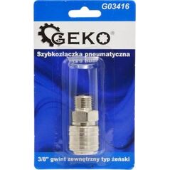 Geko SZYBKOZŁĄCZKA PNEUMATYCZNA TYP ŻEŃSKI 3/8" GWINT ZEWNĘTRZNY (BLISTER) (10/100) G03416 GEKO
