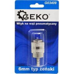 Geko WTYK NA WĄŻ PNEUMATYCZNY 6MM TYP ŻEŃSKI (BLISTER) (10/100) G03409 GEKO