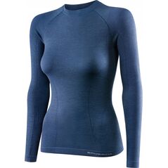 Brubeck LS12810 Koszulka damska z długim rękawem ACTIVE WOOL jeansowy S