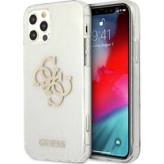 Guess Guess GUHCP12LPCUGL4GTR iPhone 12 Pro Max 6,7" transparent hard case Glitter 4G Big Logo