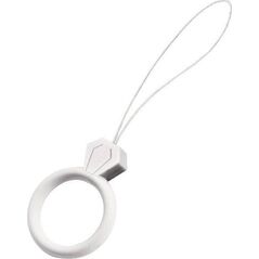 Hurtel Silikonowa smycz do telefonu zawieszka diament ring na palec biały