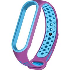 Hurtel Zamienna silikonowa opaska pasek do Xiaomi Mi Band 5 Dots fioletowo-niebieski