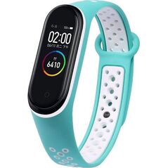 Hurtel Zamienna silikonowa opaska pasek do Xiaomi Mi Band 5 Dots turkusowo-biały