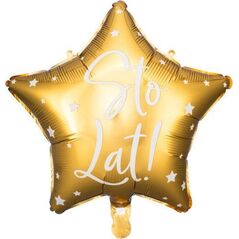 Party Deco Balon foliowy Sto Lat!, 40cm, złoty