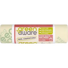 GreenAware GreenAware, Kompostowalne worki na odpady spożywcze 60L, 5 szt.