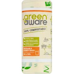 GreenAware GreenAware, Kompostowalne reklamówki wielokrotnego użytku, T-shirt, 30L, 10 szt.