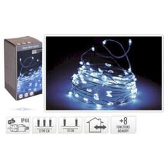 KMTP Lampki świąteczne na srebrnym druciku 320 LED zimne białe programator lampki dekoracyjne