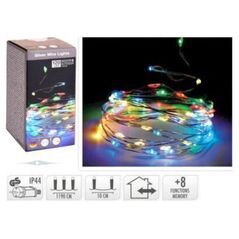 KMTP Lampki świąteczne na srebrnym druciku 120 LED kolorowe programator lampki dekoracyjne