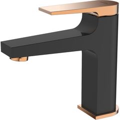 Bateria umywalkowa Invena stojąca czarny mat + różówe złoto (BU-35-014)
