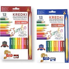 Penword Kredki ołówkowe PENWORD Jumbo high quality trójkątne z temperówką 12+2kolory gratis Penword