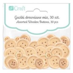 DP Craft GUZIKI DREWNIANE MIX, 30 SZT. - NATURALNE Dalprint