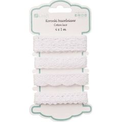 DP Craft Koronki bawełniane DPCRAFT 4 x 1m Bridal white Dalprint