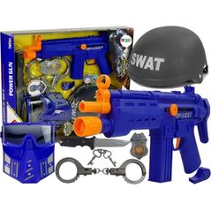 Lean Sport Zestaw Policyjny SWAT Maska Hełm Odznaka Pistolet 36 cm
