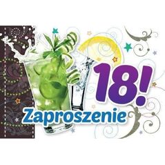 KUKARTKA Zaproszenie ZZ-039 Urodziny 18 drinki (5 szt.)