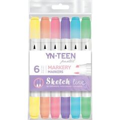 Interdruk Marker Sketch Line Pastel 6 kolorów YN TEEN