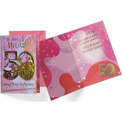 KUKARTKA Karnet B6 konfetti KNF-038 Urodziny 50 damskie