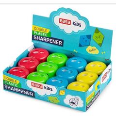 Easy Stationery Temperówka podwójna z pojemnikiem mix (12szt) EASY