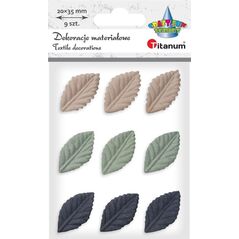 Titanum Liście materiałowe tłoczone 3D 20x35mm mix 9szt