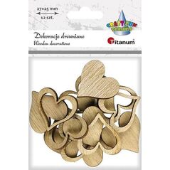 Titanum Drewniane serca pełne i obrysy 27x25mm 12szt