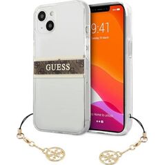 Guess Etui Guess GUHCP13SKB4GBR Apple iPhone 13 mini Transparent hardcase 4G Brown Strap Charm