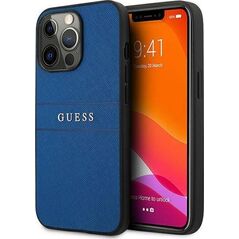 Guess Guess Saffiano Metal Logo Stripes - Etui iPhone 13 Pro (niebieski)