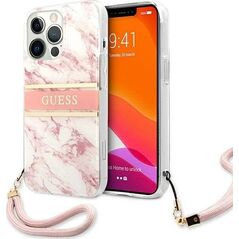Guess Guess GUHCP13XKMABPI iPhone 13 Pro Max 6,7" różowy/pink hardcase Marble Strap Collection