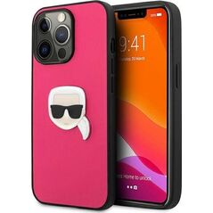 Karl Lagerfeld Karl Lagerfeld KLHCP13LPKMP iPhone 13 Pro / 13 6,1" różowy/pink hardcase Leather Ikonik Karl`s Head Metal