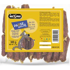 Hau&Miau Kiełbaski z kaczki we flaku 11 cm Hau&Miau HM-8129 500 g