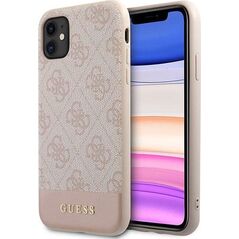 Guess Etui Guess GUHCN61G4GLPI Apple iPhone 11 różowy/pink hard case 4G Stripe Collection