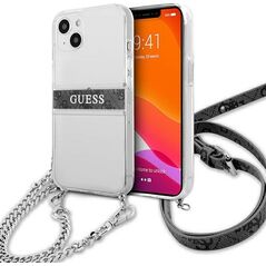 Guess Guess GUHCP13SKC4GBSI iPhone 13 mini 5,4" Transparent hardcase 4G Grey Strap Silver Chain