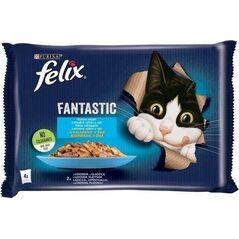 Nestle FELIX sasz.4x85g FANTASTIC RYBNE SMAKI ŁOSOŚ Z GŁADZICĄ w galaretce /12
