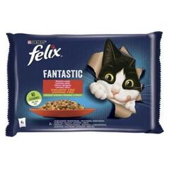 Nestle FELIX sasz.4x85g FANTASTIC WIEJSKIE SMAKI Z WARZYWAMI w galaretce /12