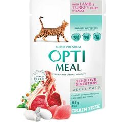 Optimeal OPTIMEAL KOT SASZ 85g JAGNIĘ INDYK SENSITIVE DIGESTION