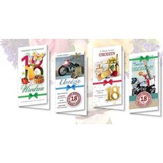 Top Graphic Karnet DL De Lux. Złocony 18 Urodziny MIX (10szt.)