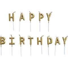 MK TRADE Świeczki urodzinowe Happy Birthday metaliczne złote