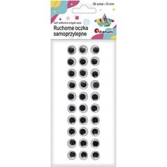 Titanum Oczy samoprzylepne bez rzęs 12mm okrągłe 30szt