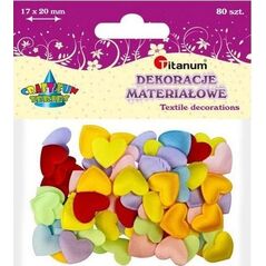 Titanum Aplikacje materiałowe serca 17x15mm mix 80szt