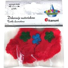 Titanum Ozdoba materiałowa serca 45x40mm czerwone 3szt