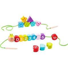 Tooky Toy TOOKY TOY Drewniana Sznurowana Gąsienica Do Nawlekania Zręcznościowa