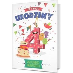 Pan Dragon Karnet B6 HM-200 4 Urodziny, świeczka cyfra HM200-2602