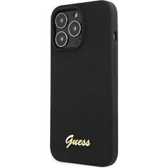 Guess Guess GUHMP13LLSLMGBK iPhone 13 Pro / 13 6,1" black/czarny hardcase Silicone Script Gold Logo