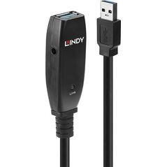 Kabel USB Lindy USB-A - USB-A 15 m Czarny (43322)