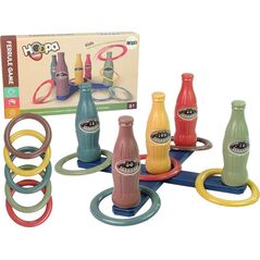 LeanToys Gra Zręcznościowa Rzut Obręczą Butelki z Punktami