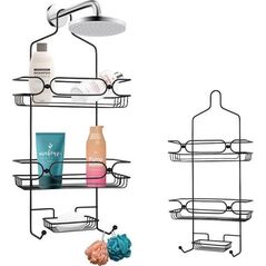 Koszyk prysznicowy Vilde Półka łazienkowa metalowa zawieszana organizer na prysznic deszczownicę wisząca czarna 61x28,5x12,5