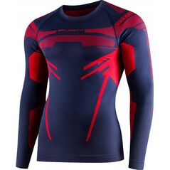 Brubeck LS15700 Bluza męska DRY ciemnoniebieski/czerwony S
