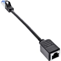 InLine InLine® Patch cord extension, RJ45 protector, S/FTP (PiMf), Cat.6A, halogen-free, copper, black, 0.2m