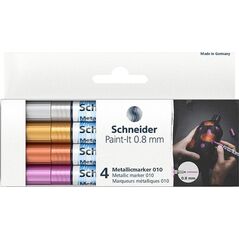 Schneider MARKER AKRYLOWY SCHNEIDER PAINT-IT METALLI 4 SZTUKI (SREBRNY, ZŁOTY, MIEDZIANY, FIOLETOWY)